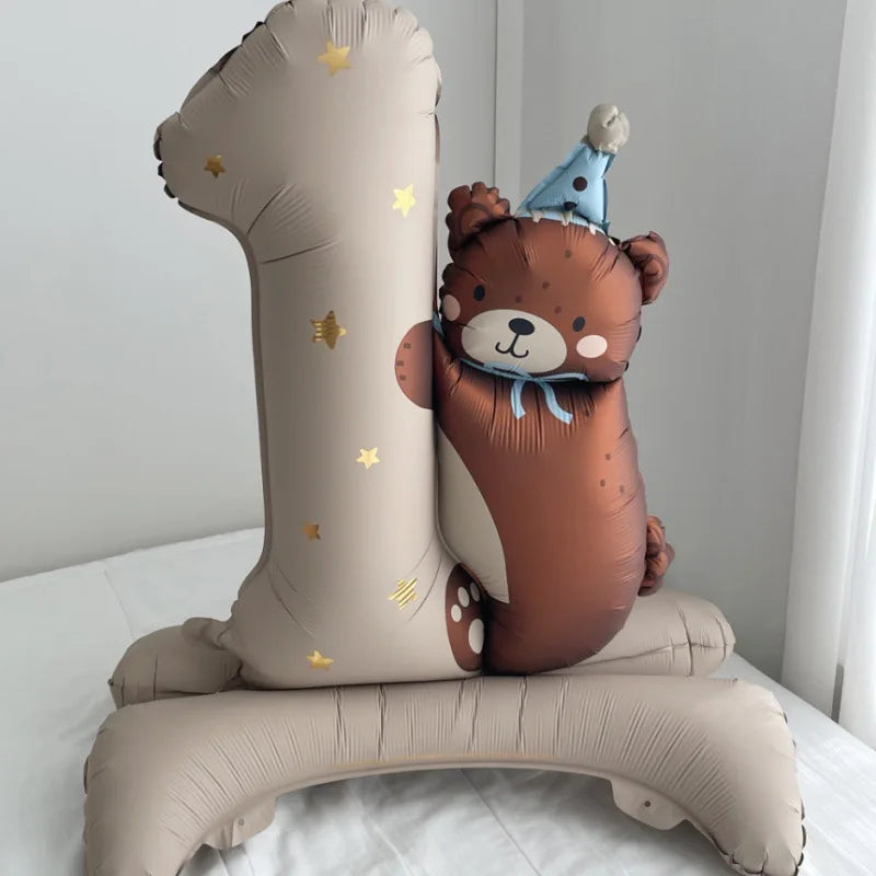 1PC Bear One Year Old Standing Balloon