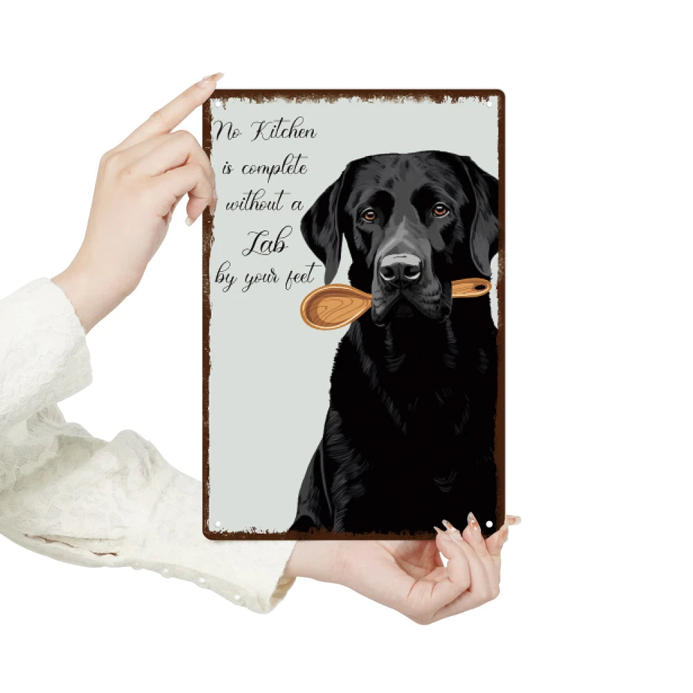 1pc Black Dog Metal Sign, Wall ART