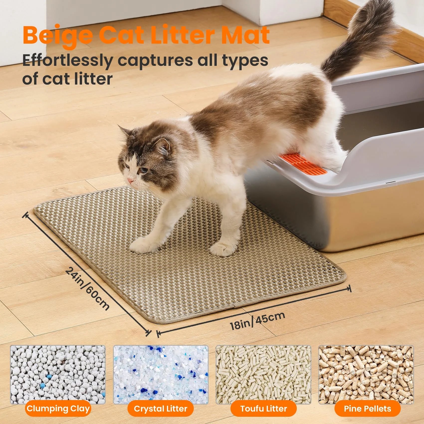 1Pc Large Size Cat Litter Mat-Double Layer
