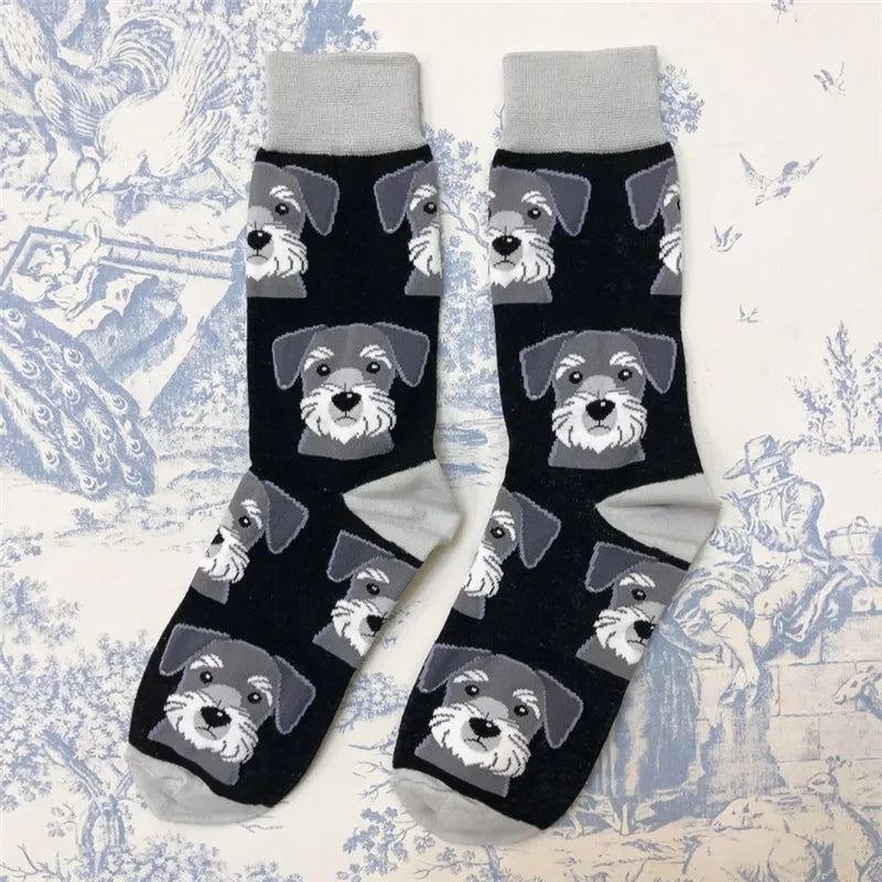 1Pair Adult Crew Cotton Socks with Dog pattern