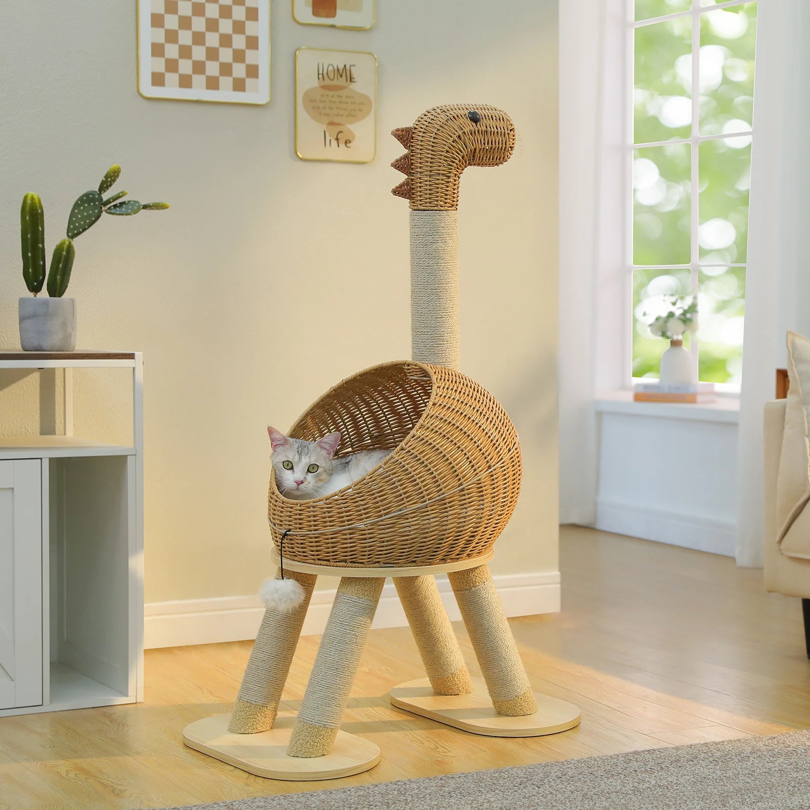 Dinosaur Cat Condo Tree Scratching Post  Removable Mat