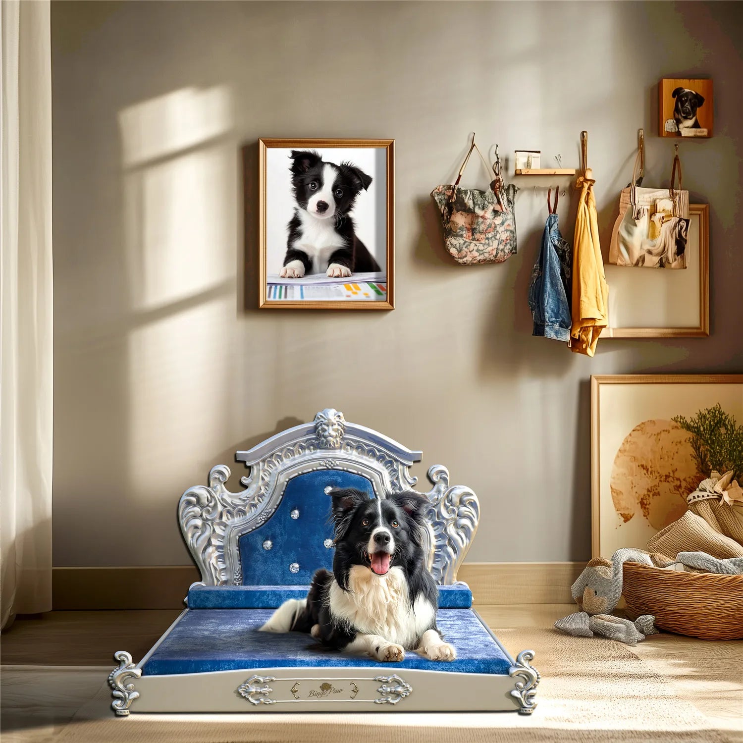 Noble Pet Luxury Bed with Headboard, Dutch Velvet