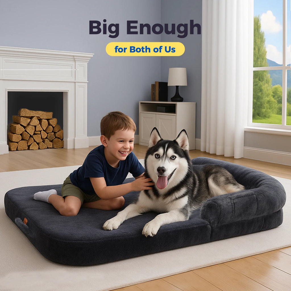 Foldable Dog Bed, Plush Pet Couch