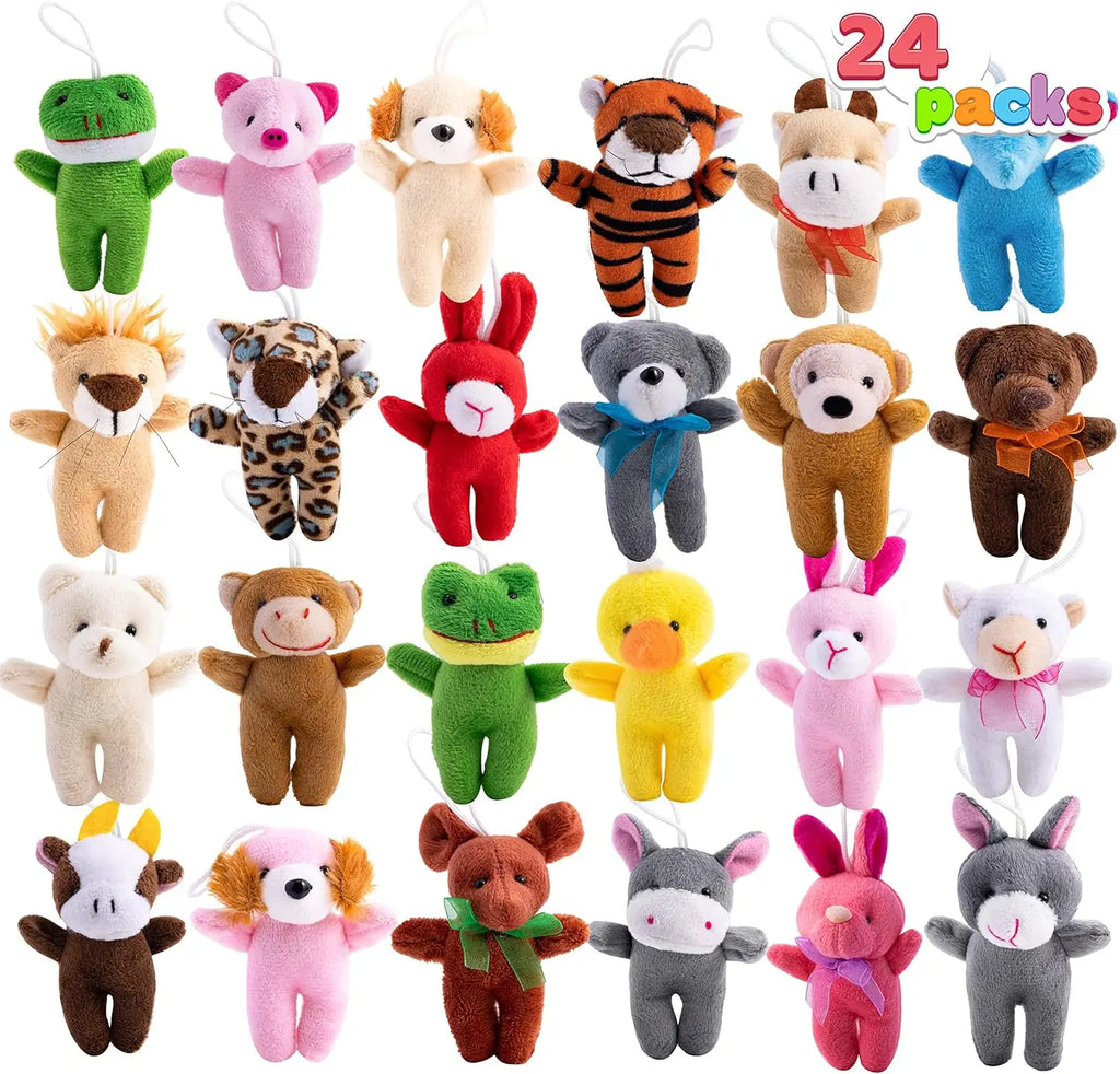 24 Pcs Mini Animal Plush 3" Stuffed Animal Bulk Favors,