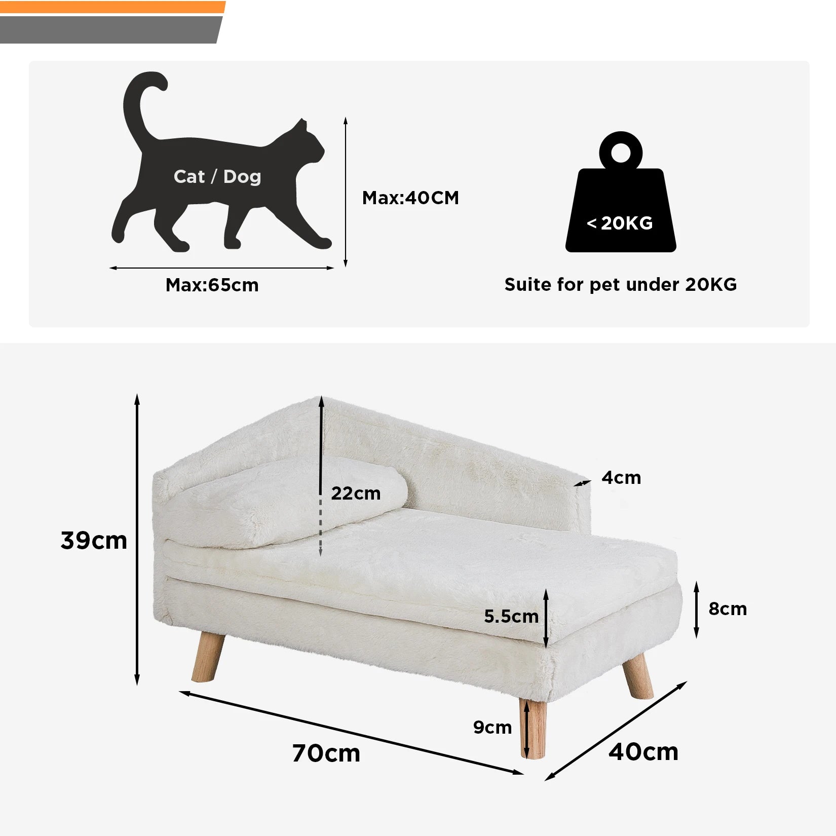 Elevated Dog/Cat  Bed Solid Wood Leg Dog Cat Sofa
