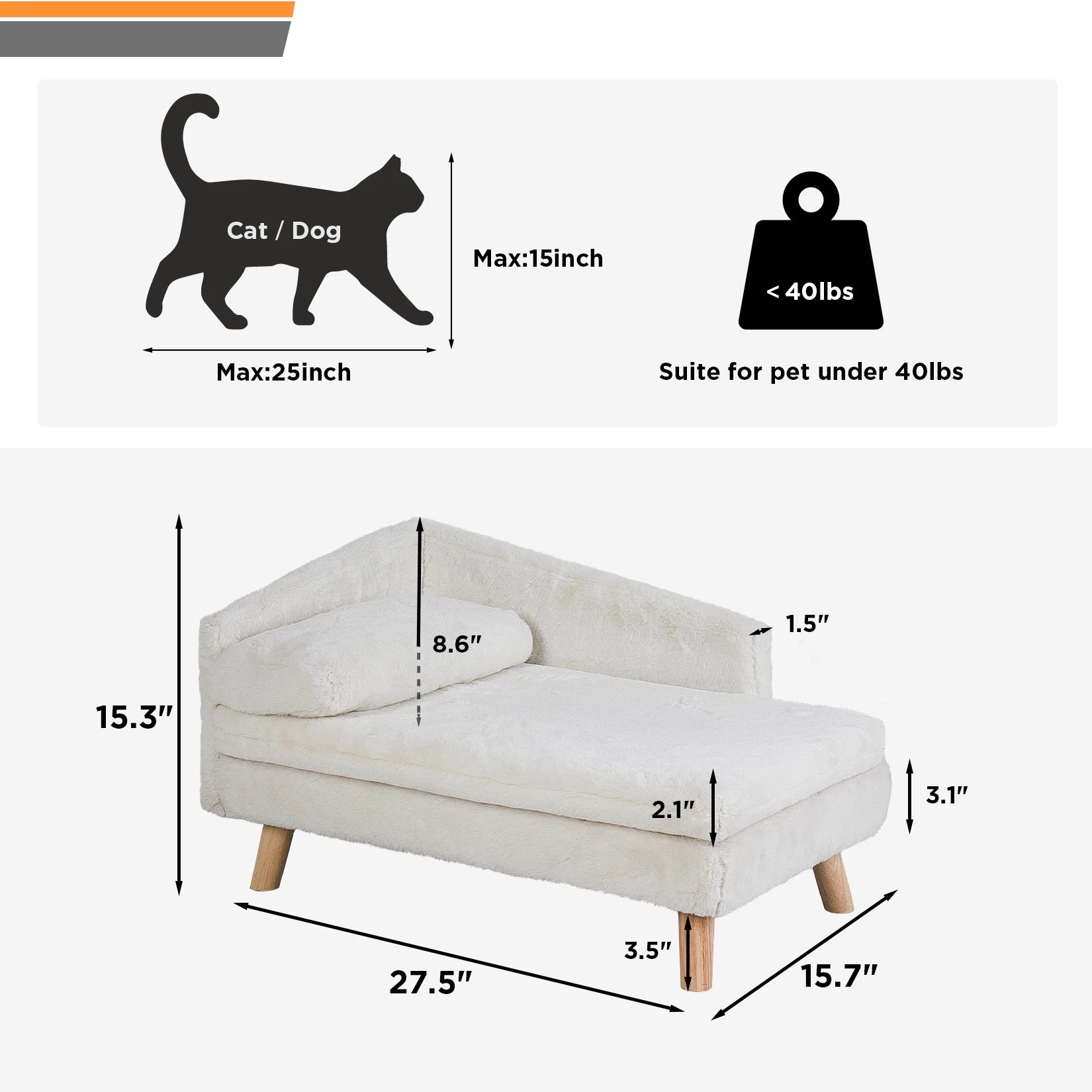 Elevated Pet SOFA Nordic Pet Stool with Wooden Legs