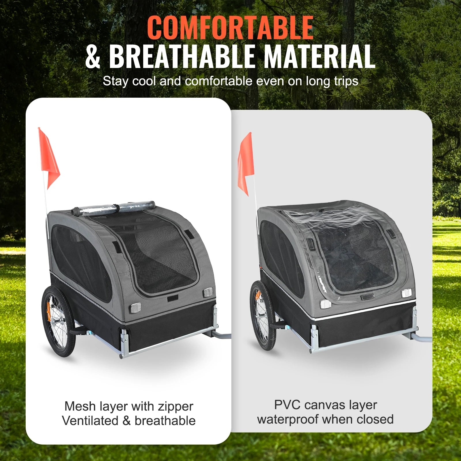 88 lbs Dog Bike Trailer Pet Cart Bicycle with Flag.