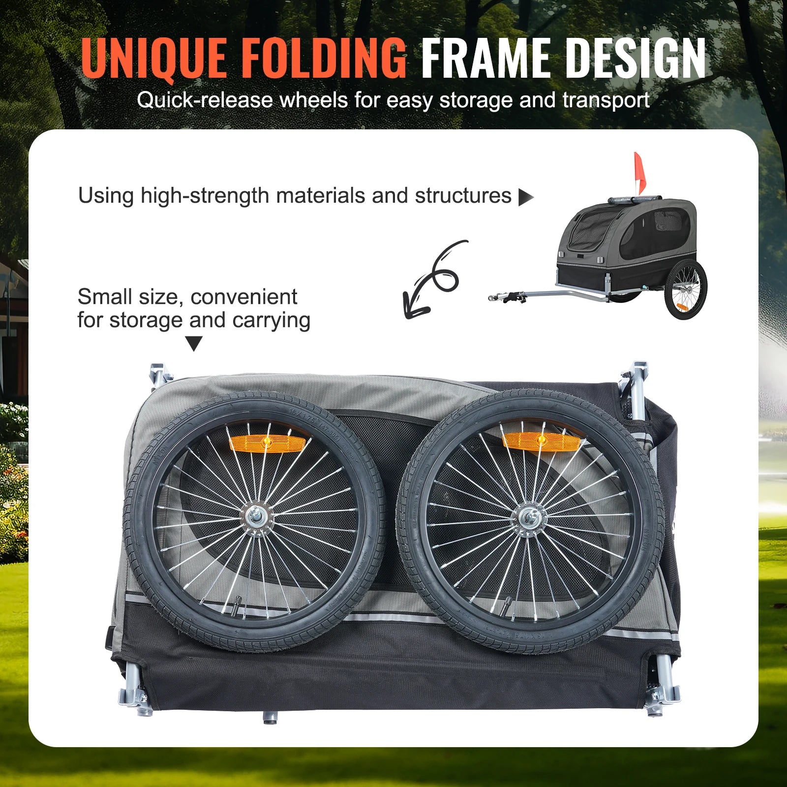 88 lbs Dog Bike Trailer Pet Cart Bicycle with Flag.