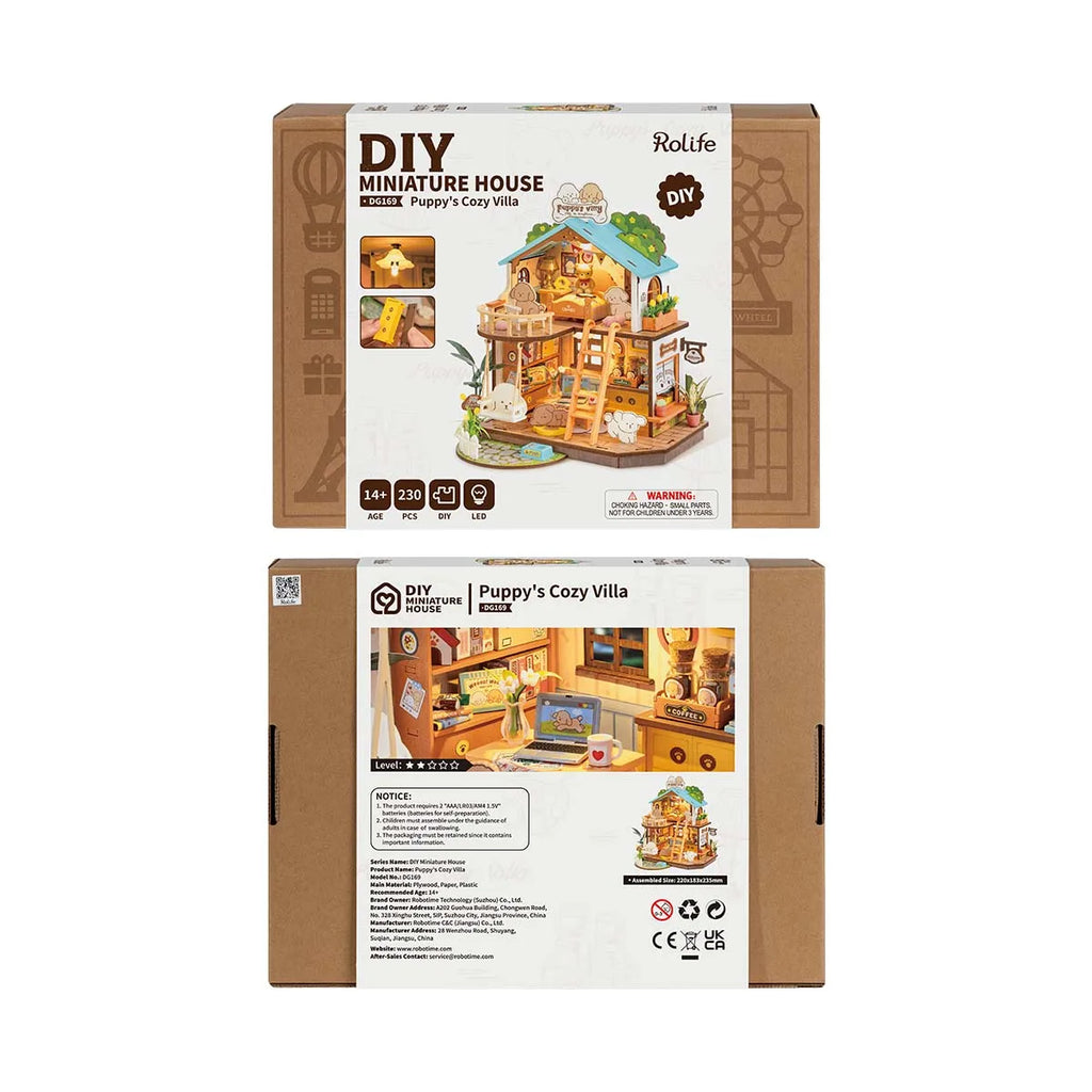 Robotime DIY Puppy's Cozy House Miniature Kits for Kids