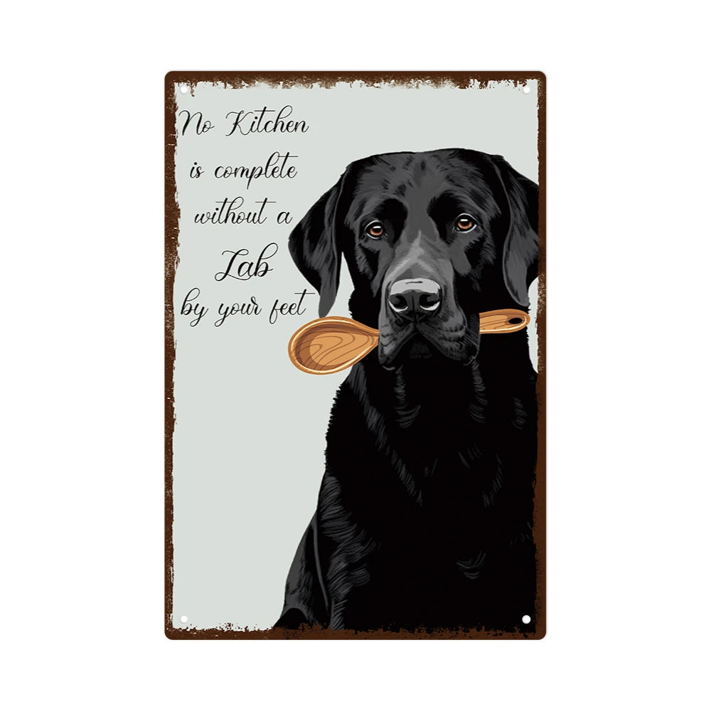 1pc Black Dog Metal Sign, Wall ART